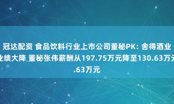 冠达配资 食品饮料行业上市公司董秘PK: 舍得酒业业绩大降 董秘张伟薪酬从197.75万元降至130.63万元