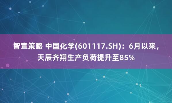 智宣策略 中国化学(601117.SH)：6月以来，天辰齐翔生产负荷提升至85%